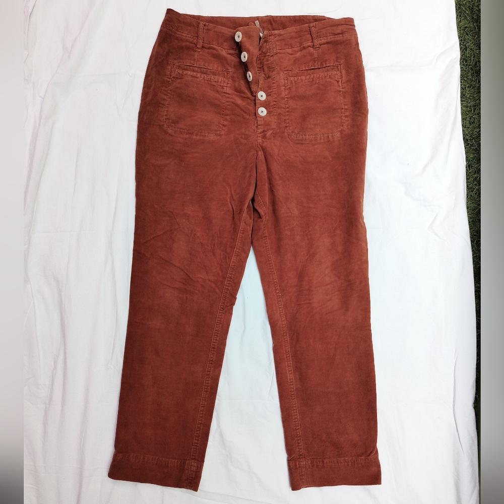 Free people button fly pants Women's Rust Trousers Size 10
